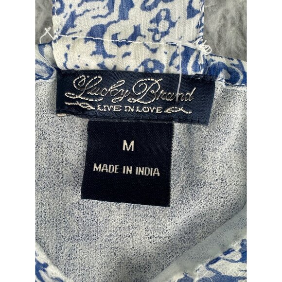 Lucky Brand Womens Blue Boho Geometric Print Sleeveless Top Size M - Picture 9 of 15